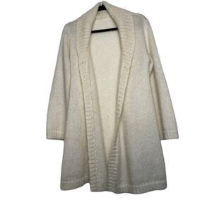 Vintage Cream Cardigan Womens Size M Open Long Sweater Cozy Knit Long Sleeve Top